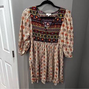 Umgee Boho Multi Color Dress-Sm